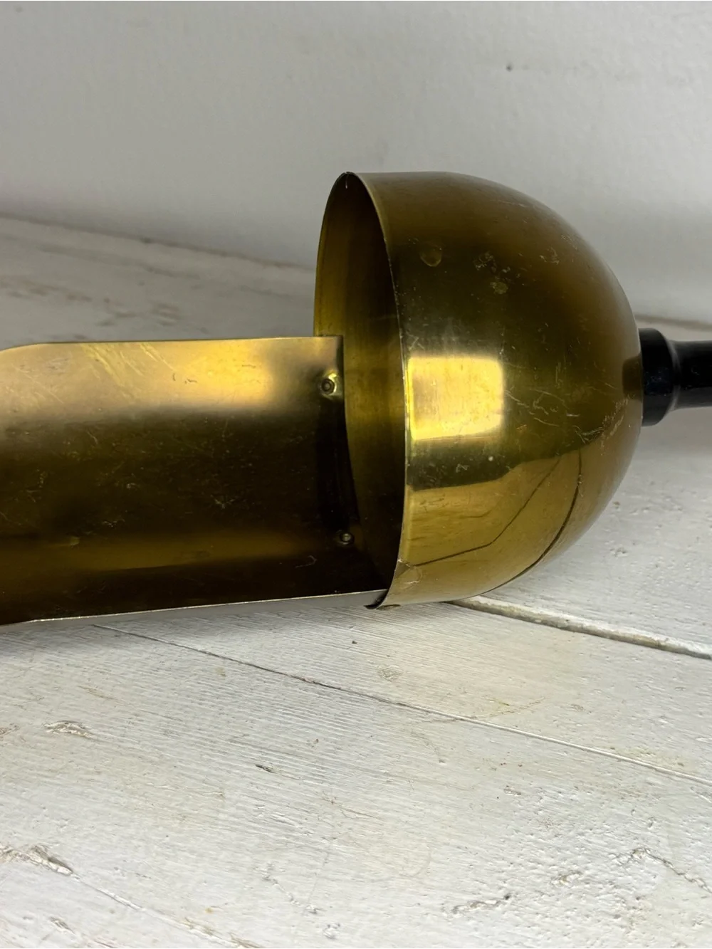 Vintage Brass Scoop Wood Handle Rustic Grain Sugar Shovel Hole For Hanging 9”